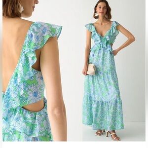 J. Crew Collection Floral Cutout Maxi Dress Size 10